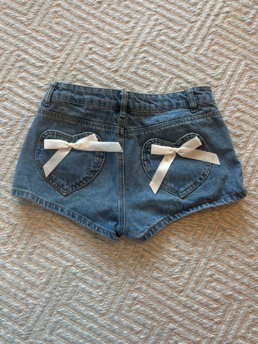 Edikted Bow Pocket Washed Denim Shorts 🎀🤍